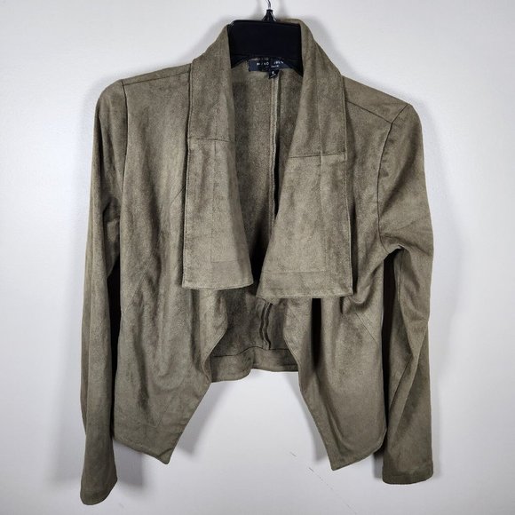 Romeo & Juliet Couture Jackets & Blazers - Romeo And Juliet Couture Jacket Womens Small Olive Green Crop Faux Suede Moto